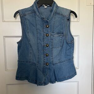 EST. 1946 Sleeveless Denim Peplum Vest - Blue Size M
